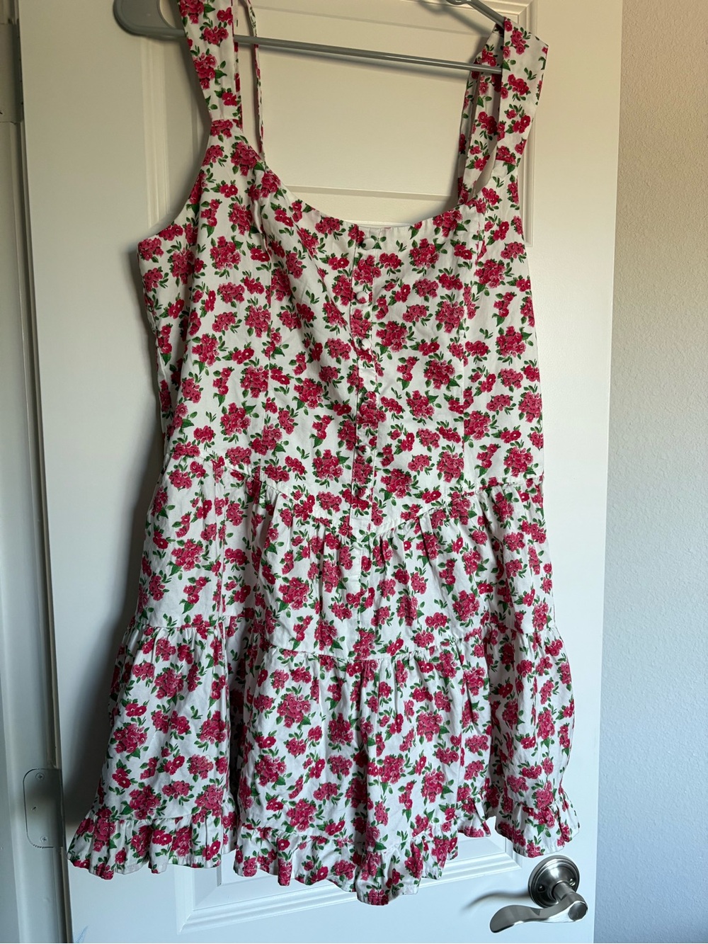 Women’s  White Floral Romper with Pink Roses